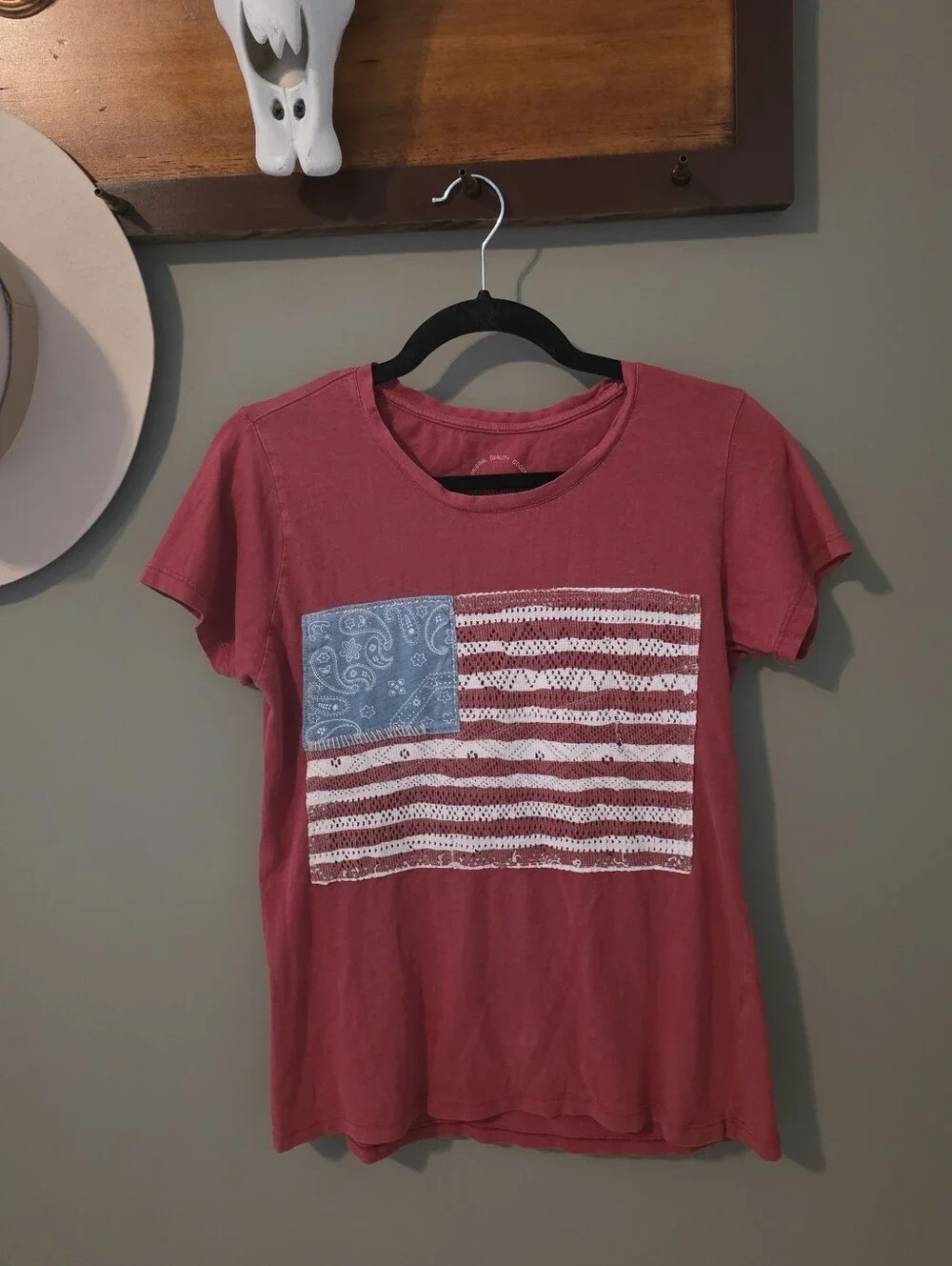 Lucky Brand American Flag Tee Size S Made in India